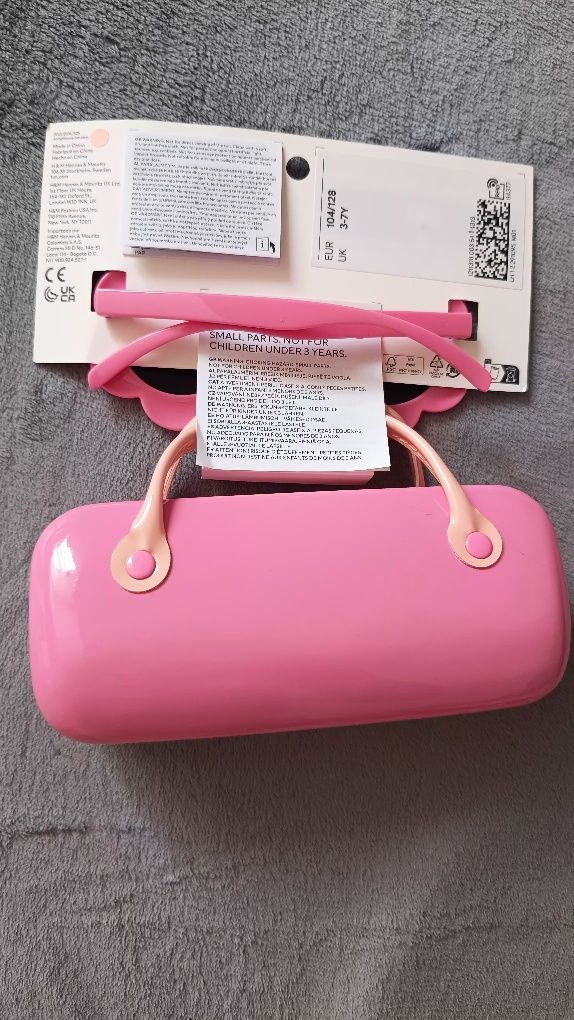 Różowe Okulary dziecięce i etui pokrowiec na Okulary torebka, nowe