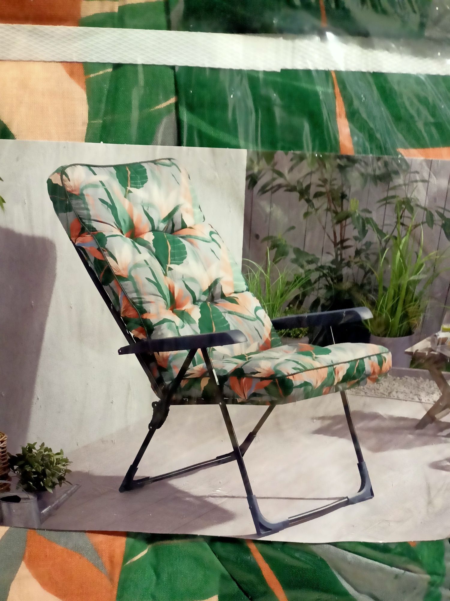 Krzesło ogrodowe fotel ogrodowy porto w liście kwiaty