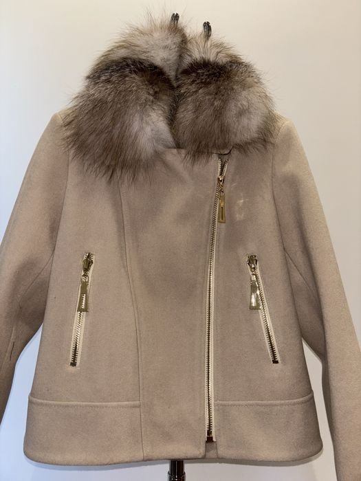 Welniana kurtka z naturalnym futerkiem z lisa (jak sobol) roz.S