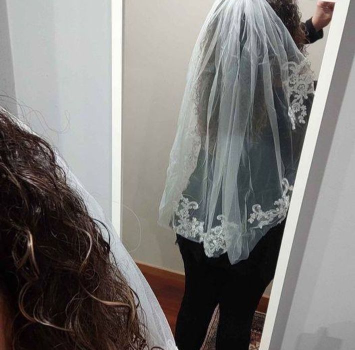 Véu Noiva Tule Renda Lantejoulas