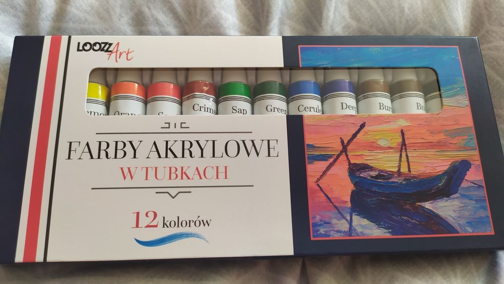Farby akrylowe w tubkach 12 kolorów - LoozzArt