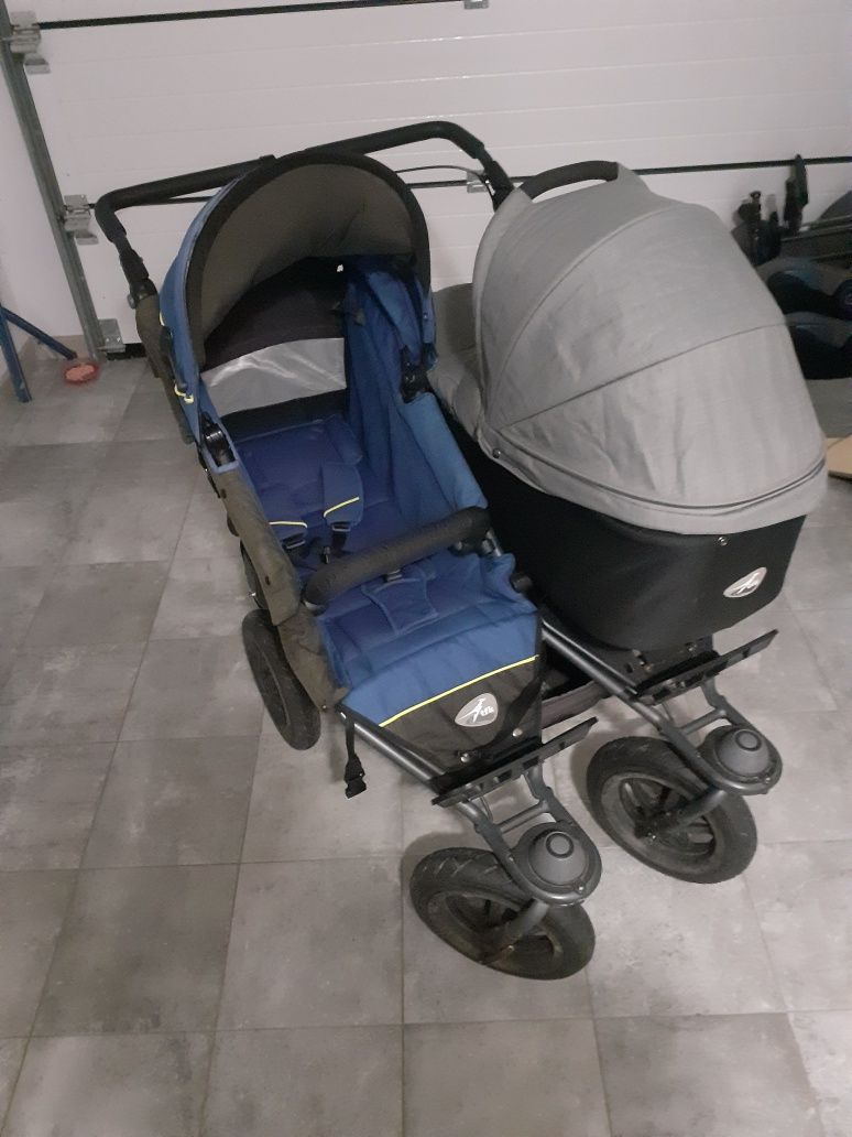Wózek dla bliźniąt TFK Twin Adventure + foteliki Maxi Cosi