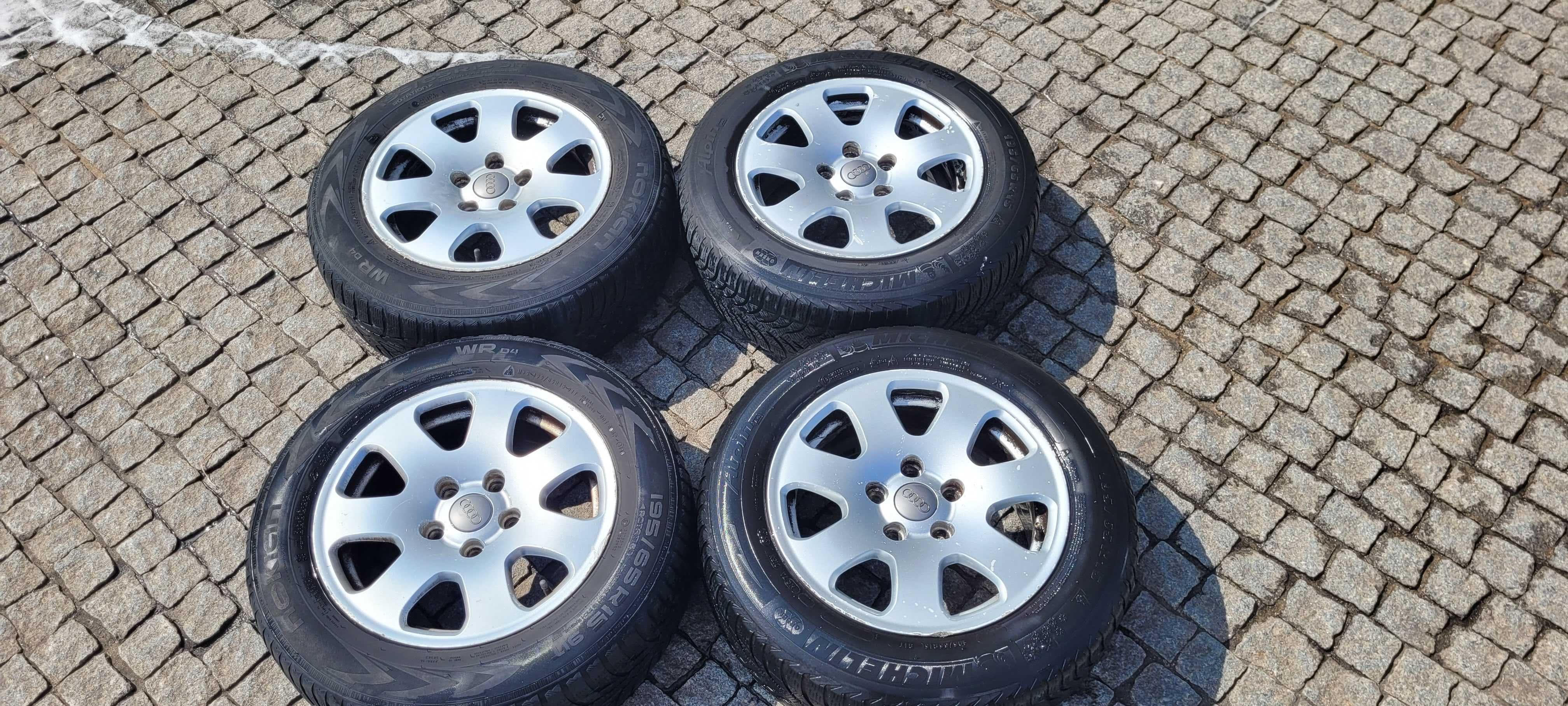 4 Jantes ORIGINAIS AUDI R15" 5x112 Et39 com Pneus a meio piso195/65/15