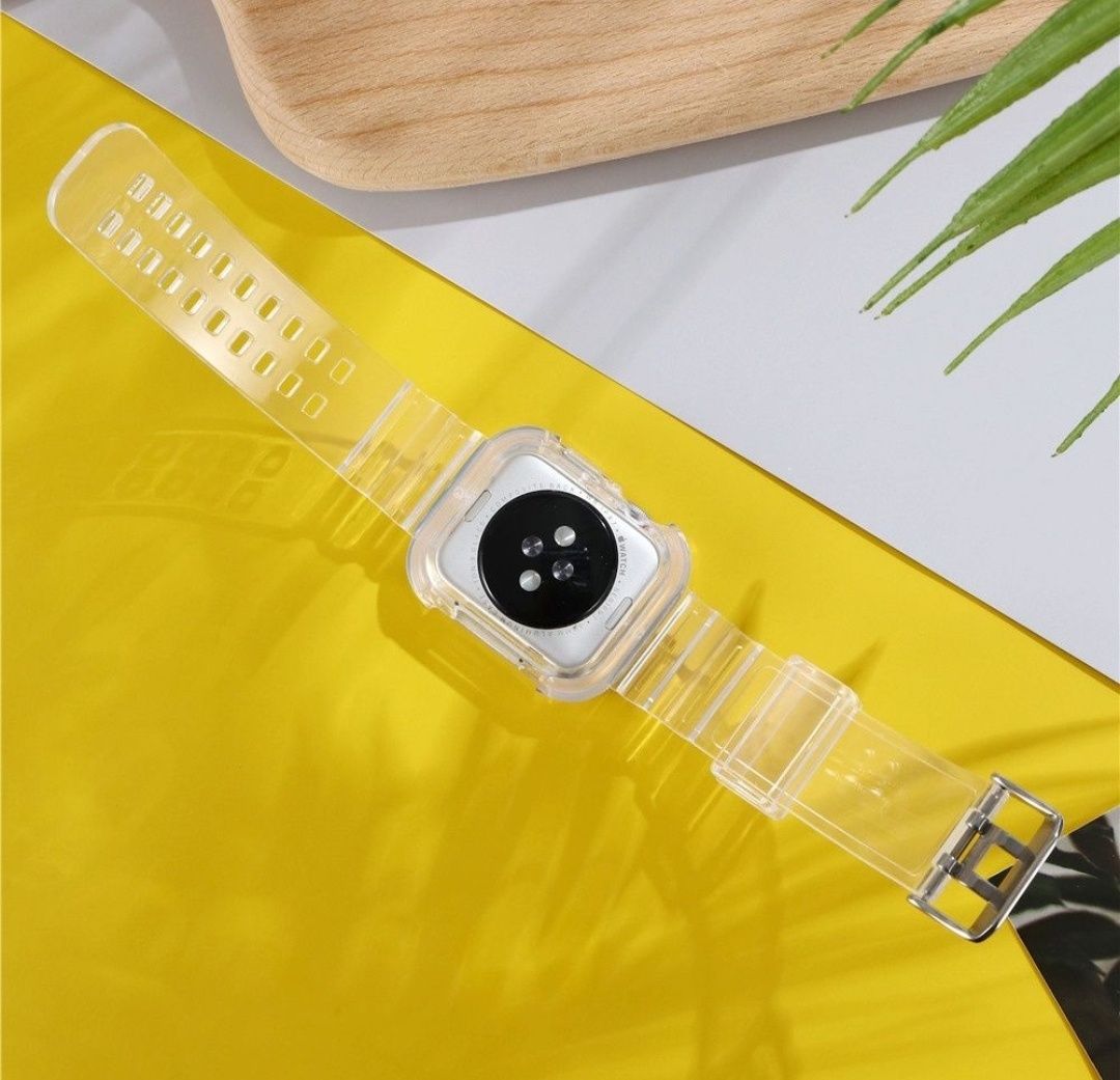 Ремешок кейс на Apple Watch бампер прозрачный ремінець прозорий