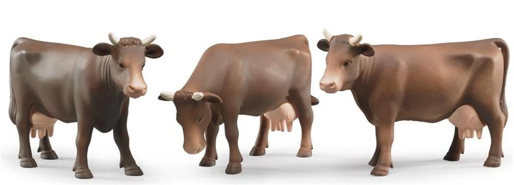 Figurka krowy brązowej w trzech pozach pudełko, Bruder