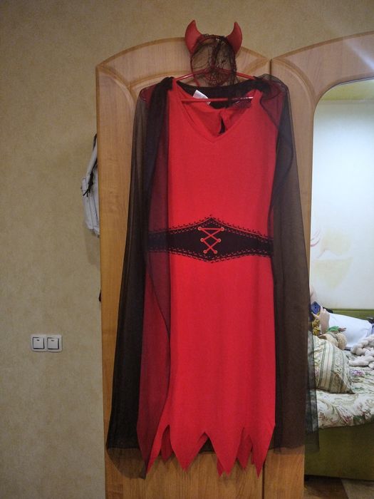 Платье и обруч halloween черт чертик ведьма дьяволица