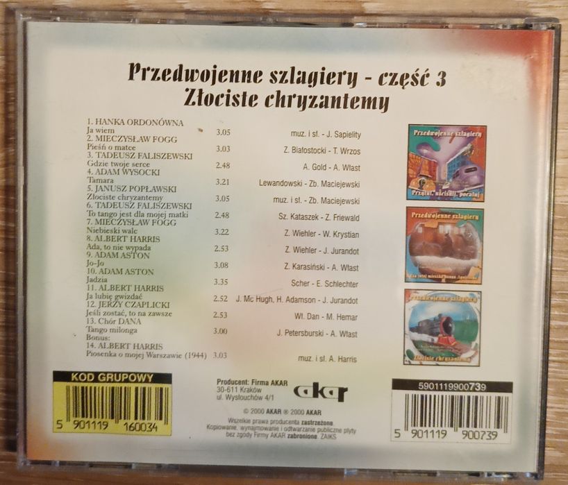 Przedwojenne szlagiery  złociste chryzantemy CD