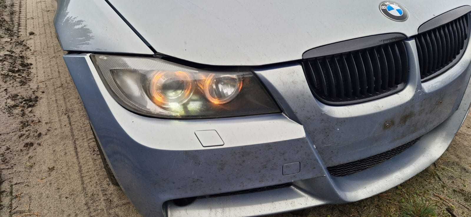 Maska błotnik zderzak lampy cały przód BMW E90 E91 arktis metallic