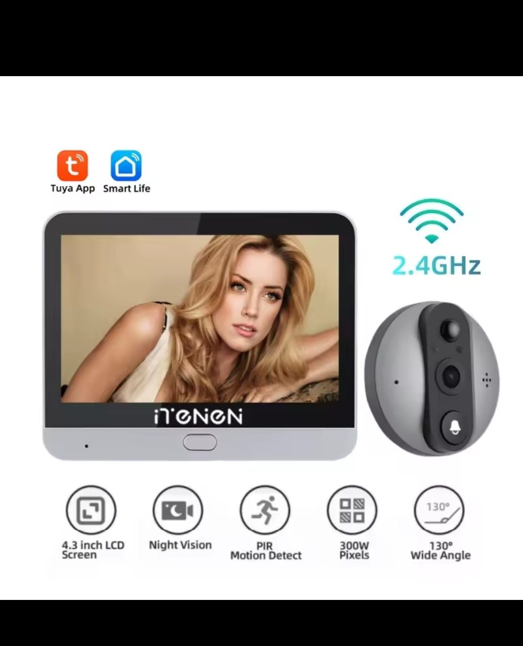 Wizjer wifi z kamerą wyświetlaczem lcd czujnikiem pir i dzwonkiem.