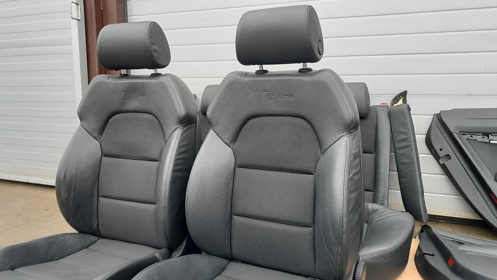 Czarne fotele półskóry S-line półskórzane wnętrze - AUDI A6 C6 / S6 C6