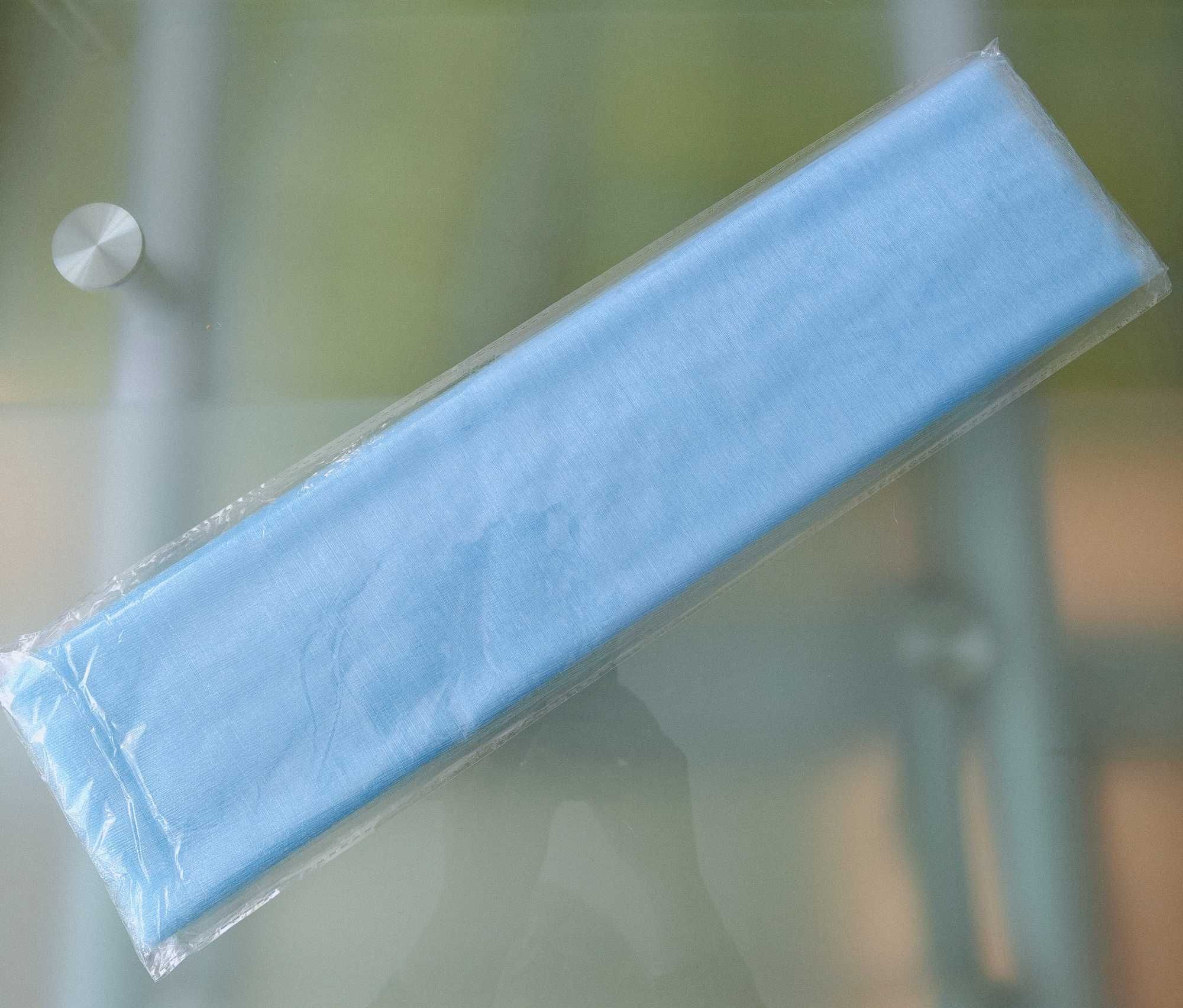 Szyfon organza szeroka 48 cm dekoracyjna błękitna błękitny