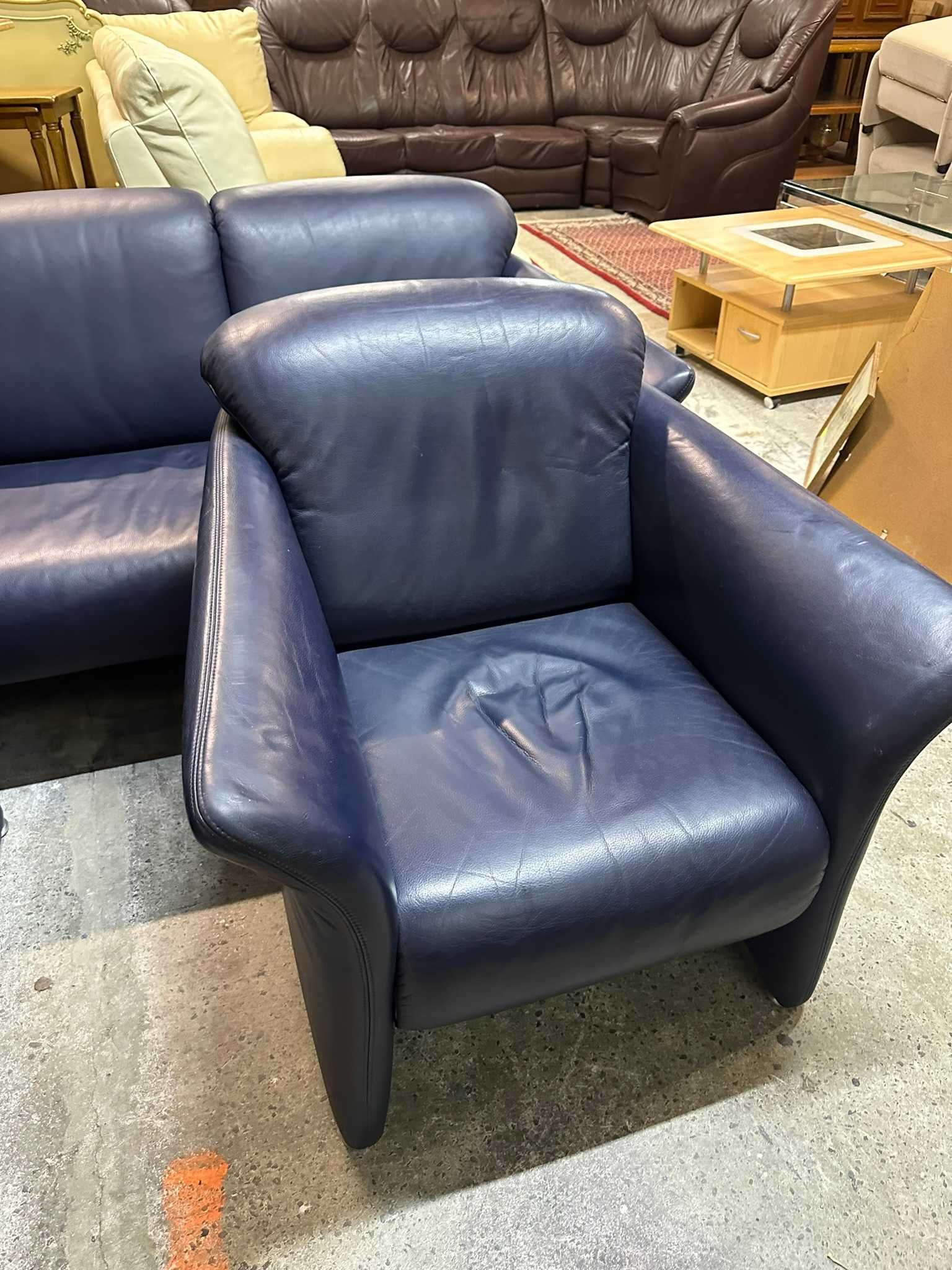 Wypoczynek 3+1+1 Sofa fotele skóra prawdziwa z Niemiec DOWÓZ DO DOMU