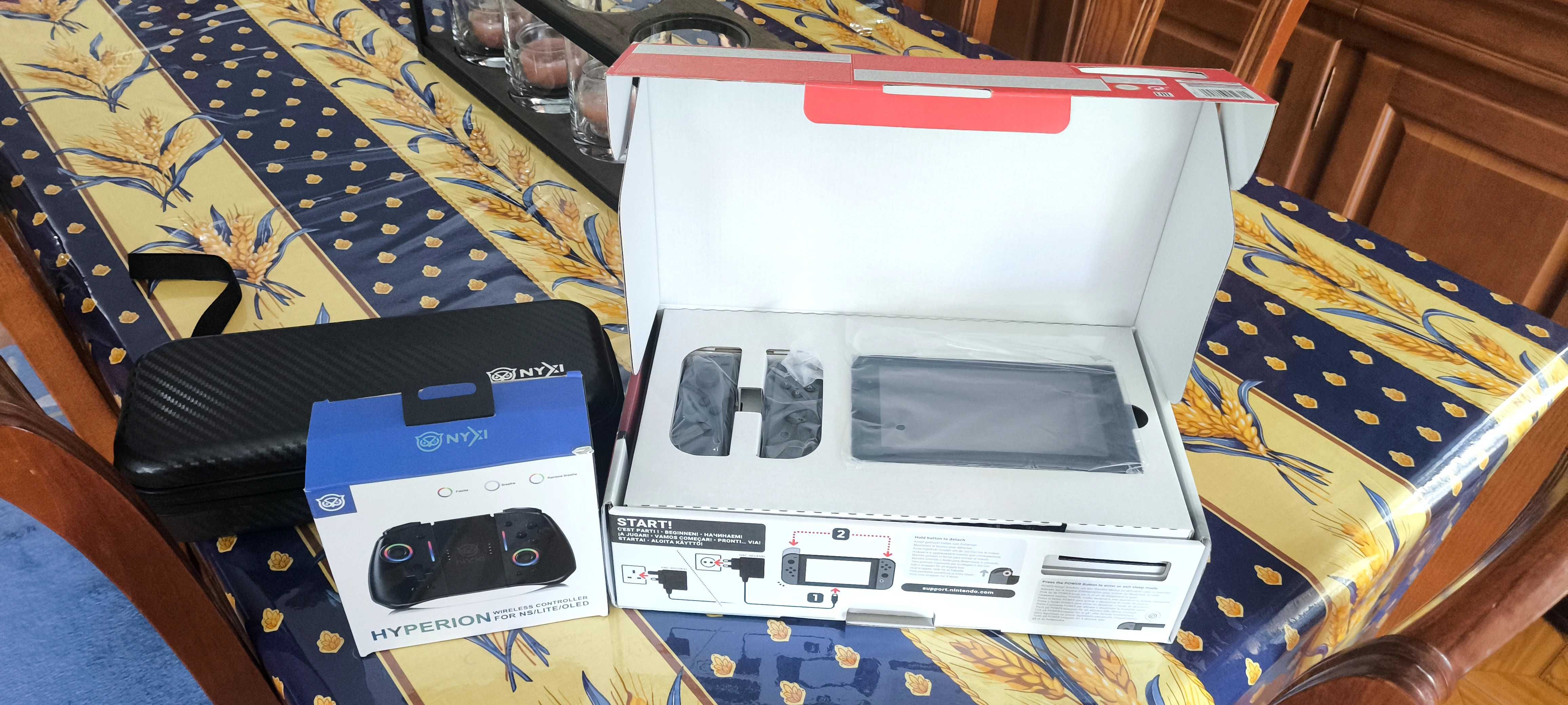 Nintendo switch v1 com joycon pro e mala de viagem nixy