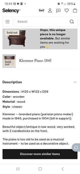 Piano vertical de 1845