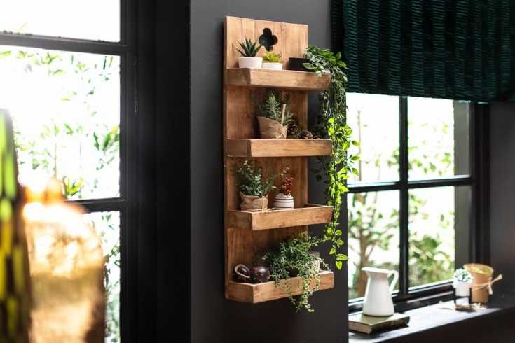 Regał półka ścienna drewniana Kwietnik, dekoracyjny, wiszący