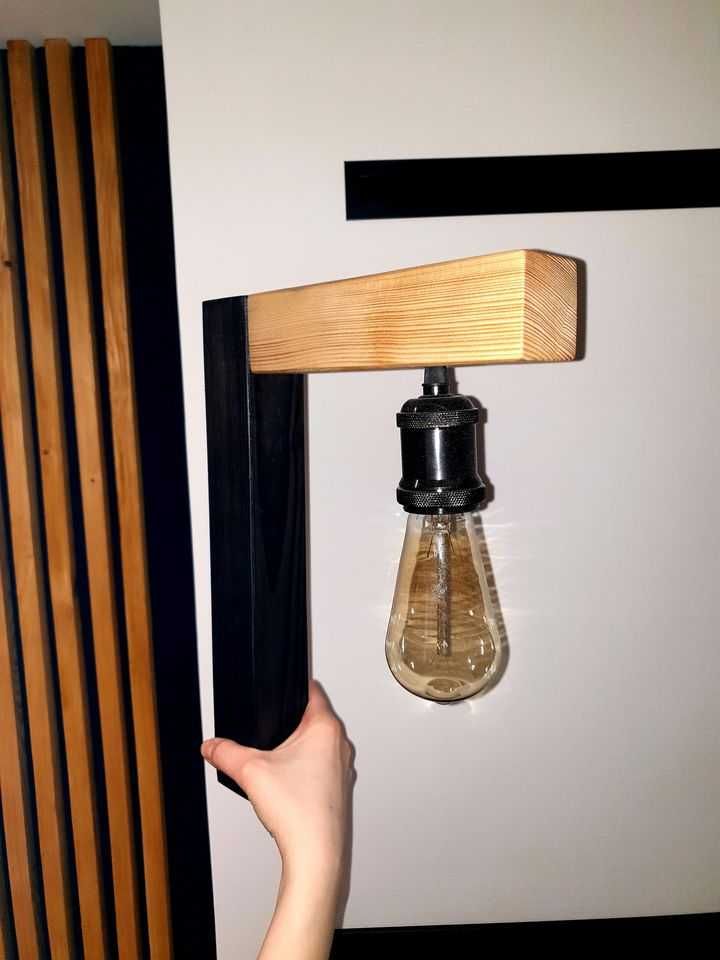 Kinkiet lampa loftowa czarna Wood&Decor  Hendmade