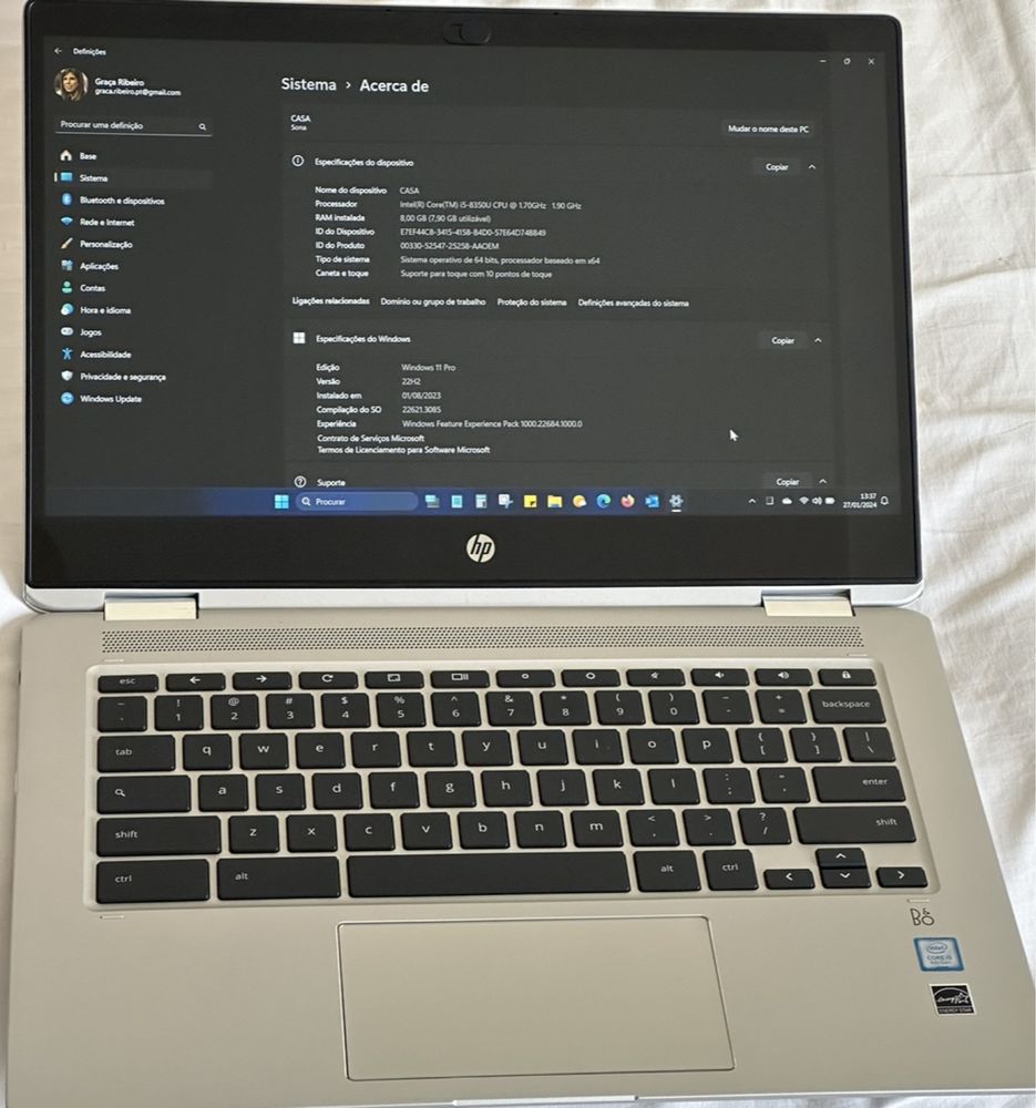 Portátil HP Chromebook (Windows 11 PRO + Office 365)