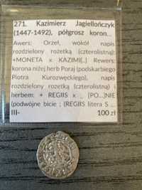 Monety polskie Kazimierz Jagielończyk półgrosz