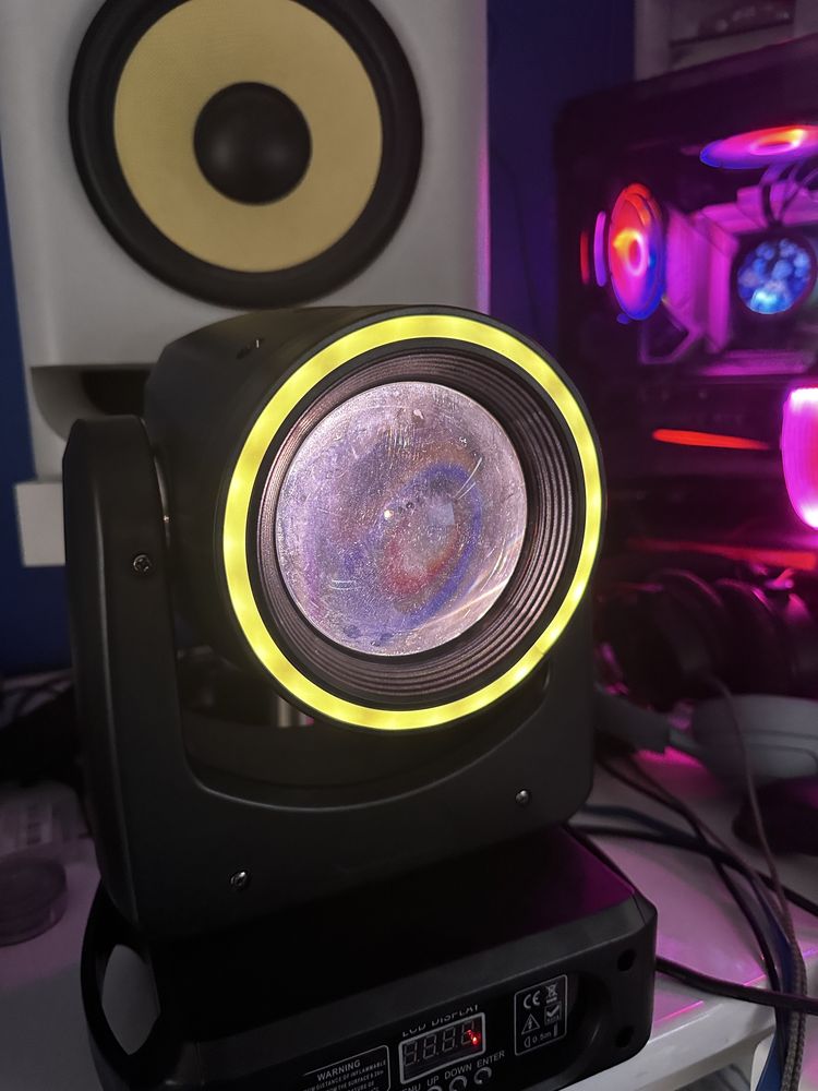 Głowa ruchoma 120w RGBW 7 kolorów Ring LED Beam Nowa! DMX, Auto, Sound