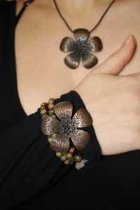 Набір браслет + кулон з натурального каменю, Унакіт Яшма