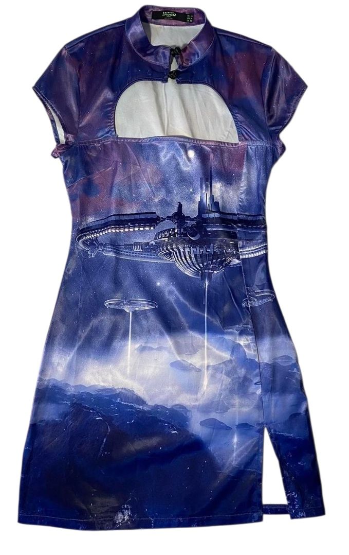 JADED LONDON sukienka mini S M cyberpunk sf rave cybergoth violet NOWA