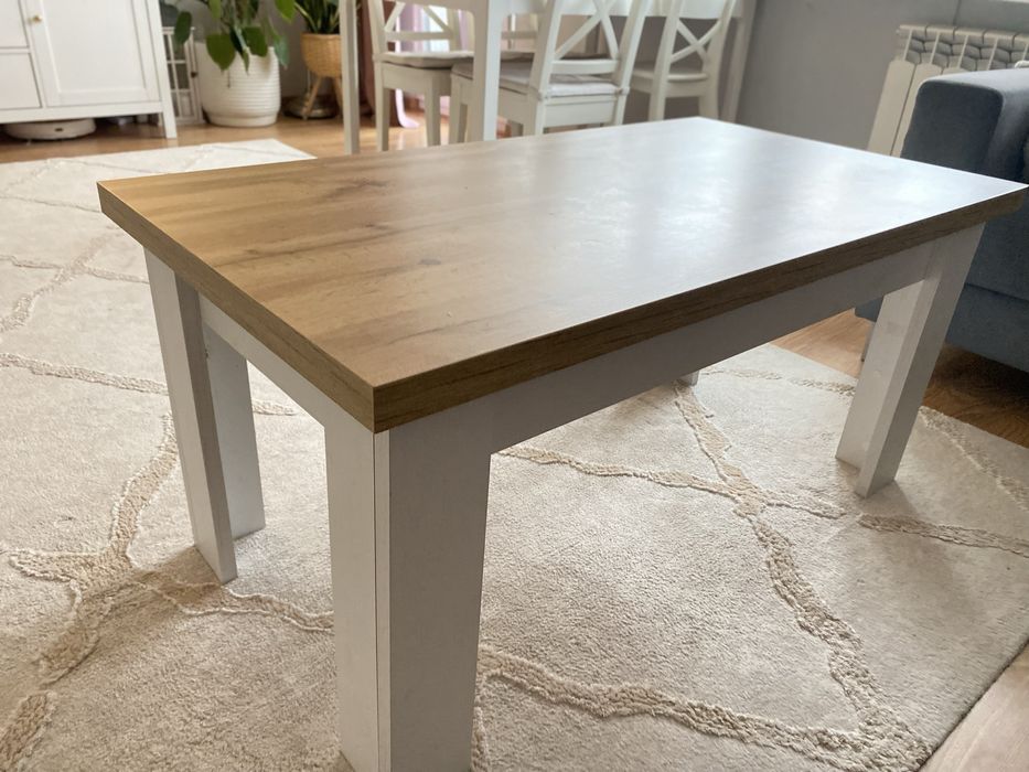 Stolik kawowy MARKSKEL 60x110 biały/dąb ława