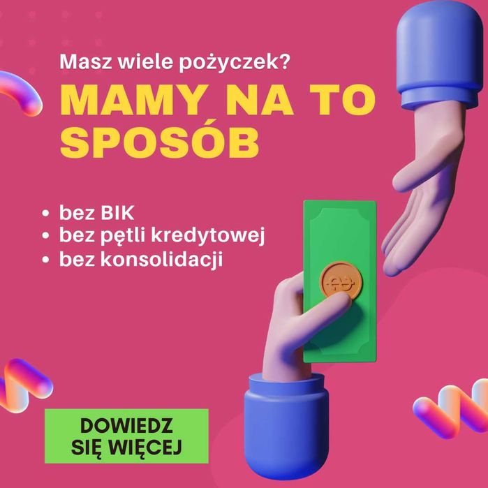 **Konsolidacja?**Pożyczka bez BIK?** Pomoc z długami!