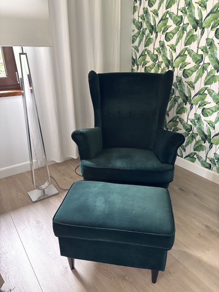 Fotel z podnóżkiem Strandmon uszak Ikea