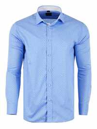 Koszula męska wzory niebieska długi rękaw 44/45 2XL