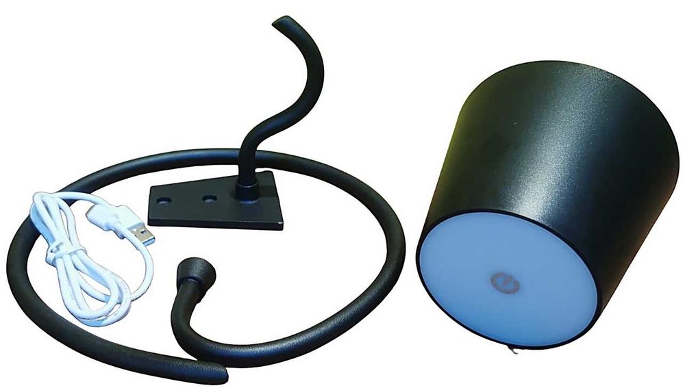 Lampka led zawieszana na ścianie ładowanie usb czarny mat metalowa
