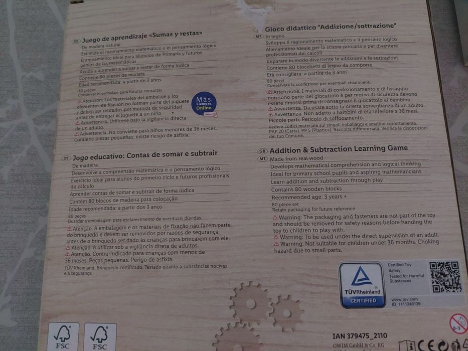 Jogo da Adição em madeira