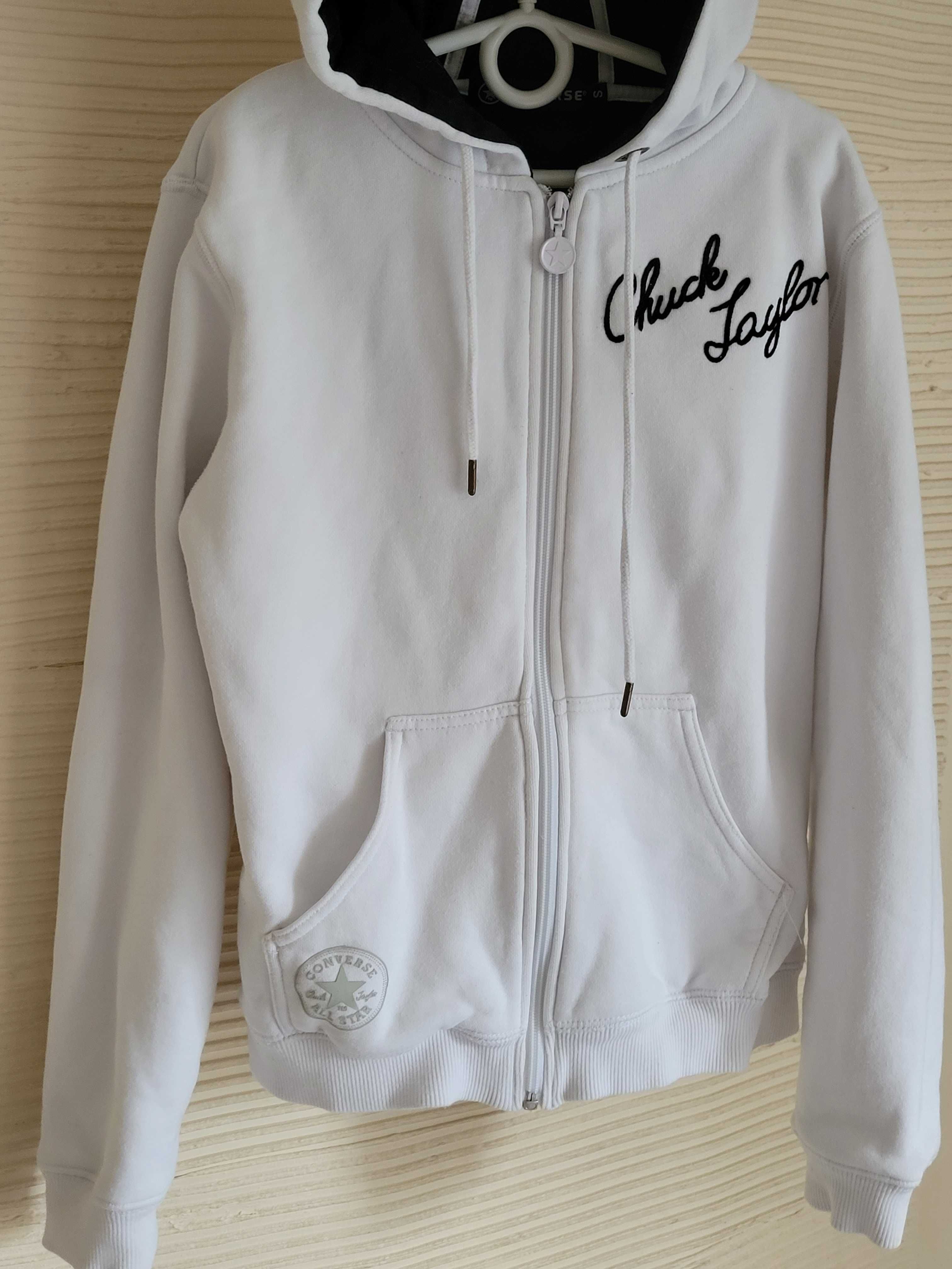 Bluza S Converse Chuck Taylor biała z kapturem rozpinana