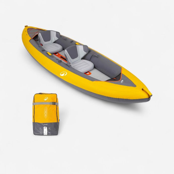 Canoa kayak insuflável 2 lugares - Tribord 100+ Amarelo