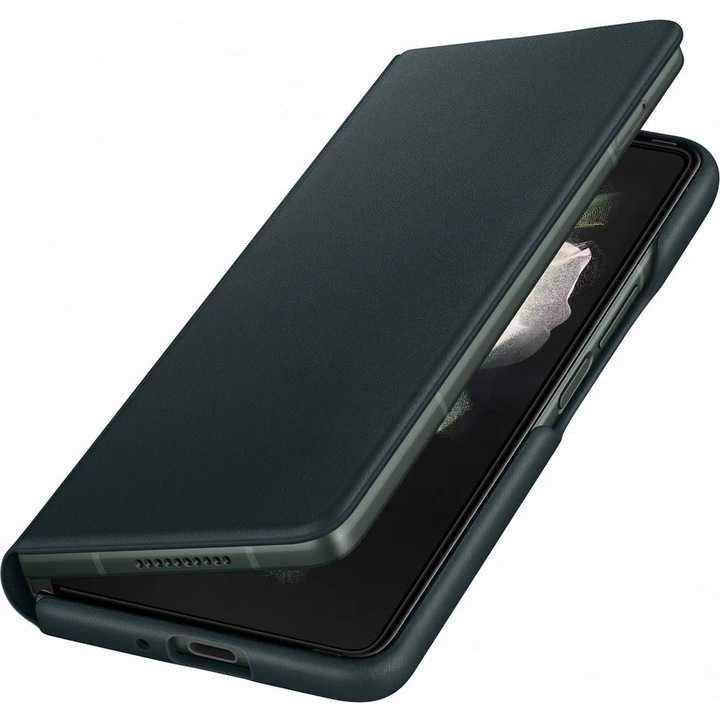 Etui z klapką Leather Flip Cover Case zielone do Samsung Z Fold3