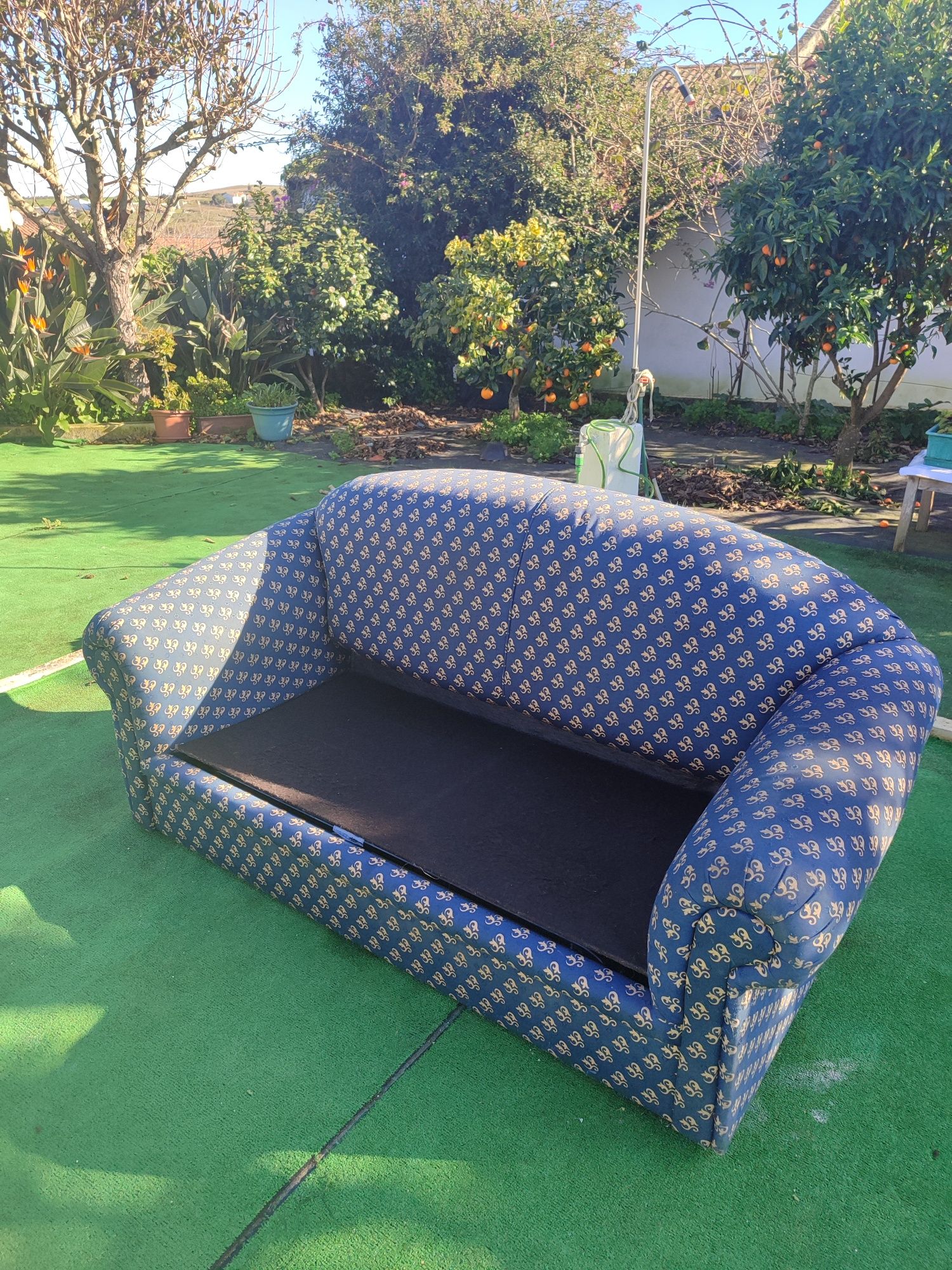Sofá-Cama Duplo de Tecido