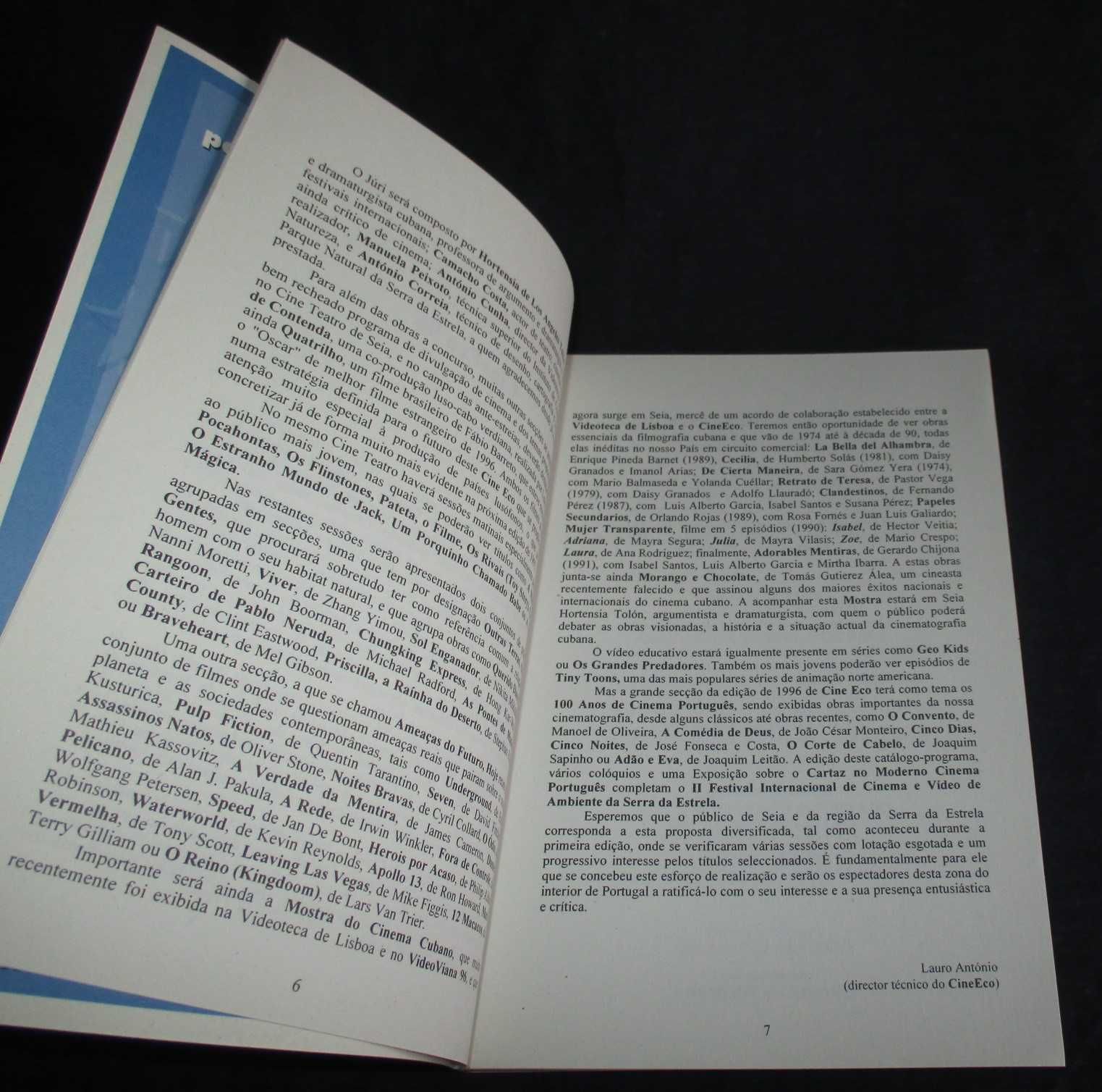 Programa do CineEco' 96 Seia Lauro António
