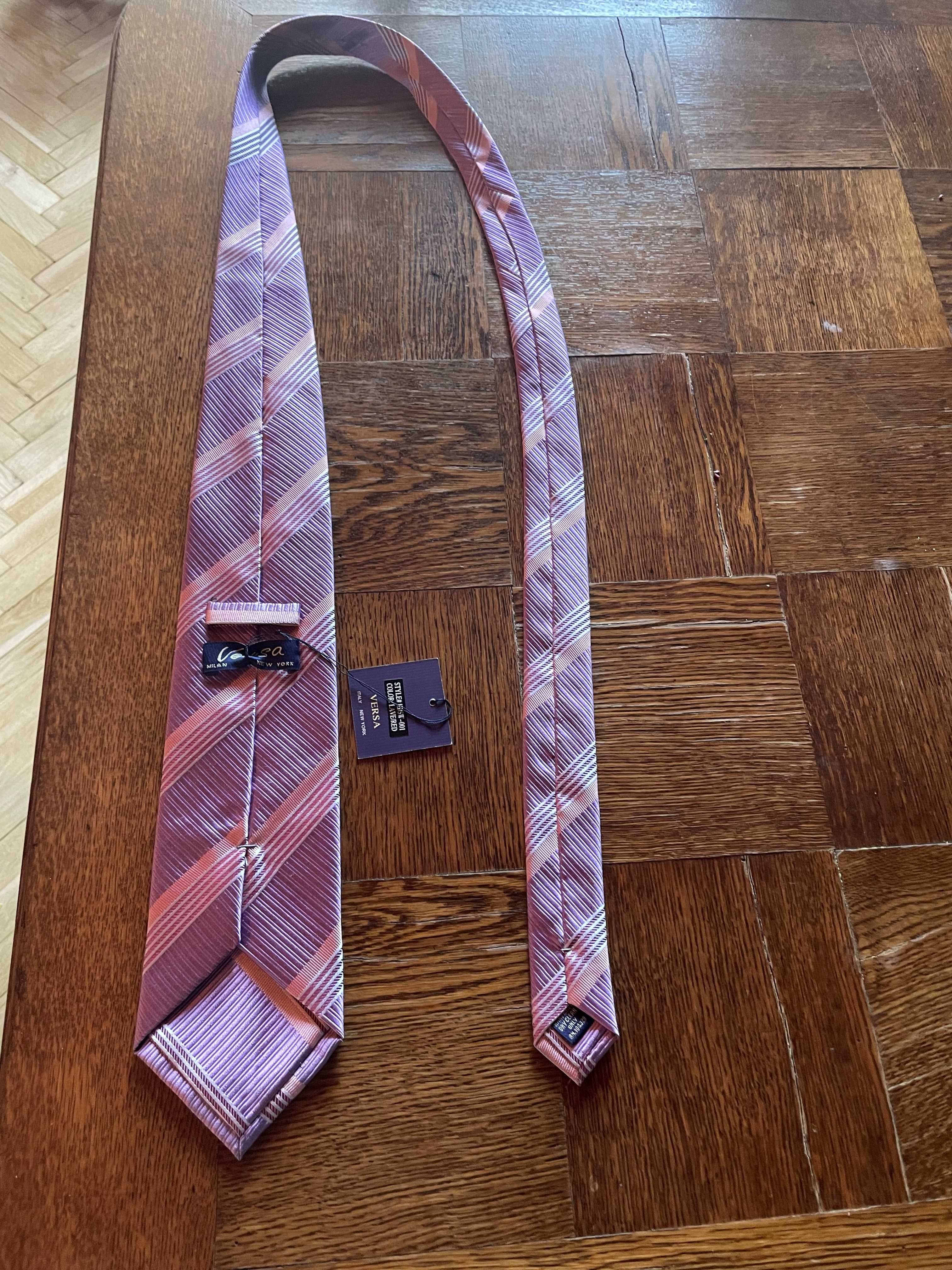 Nowy Ręcznie szyty jedwabny krawat firmy Versa z Mediolanu