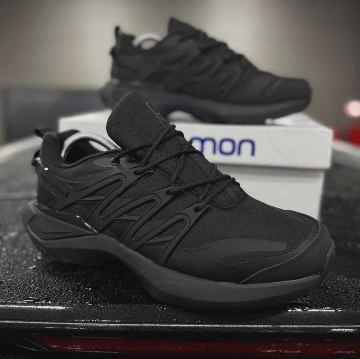 Мужские термо кроссовки Саломон черные с мехом Salomon зимние