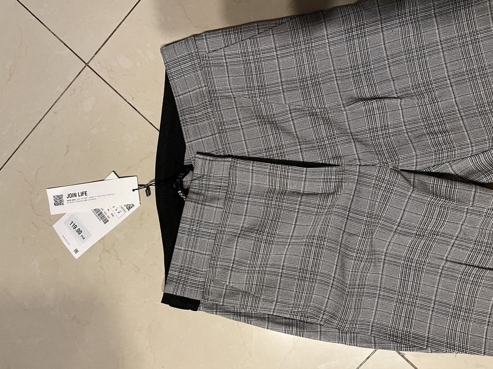 Nowe spodnie w kratke krate szare Zara eleganckie 36 S r