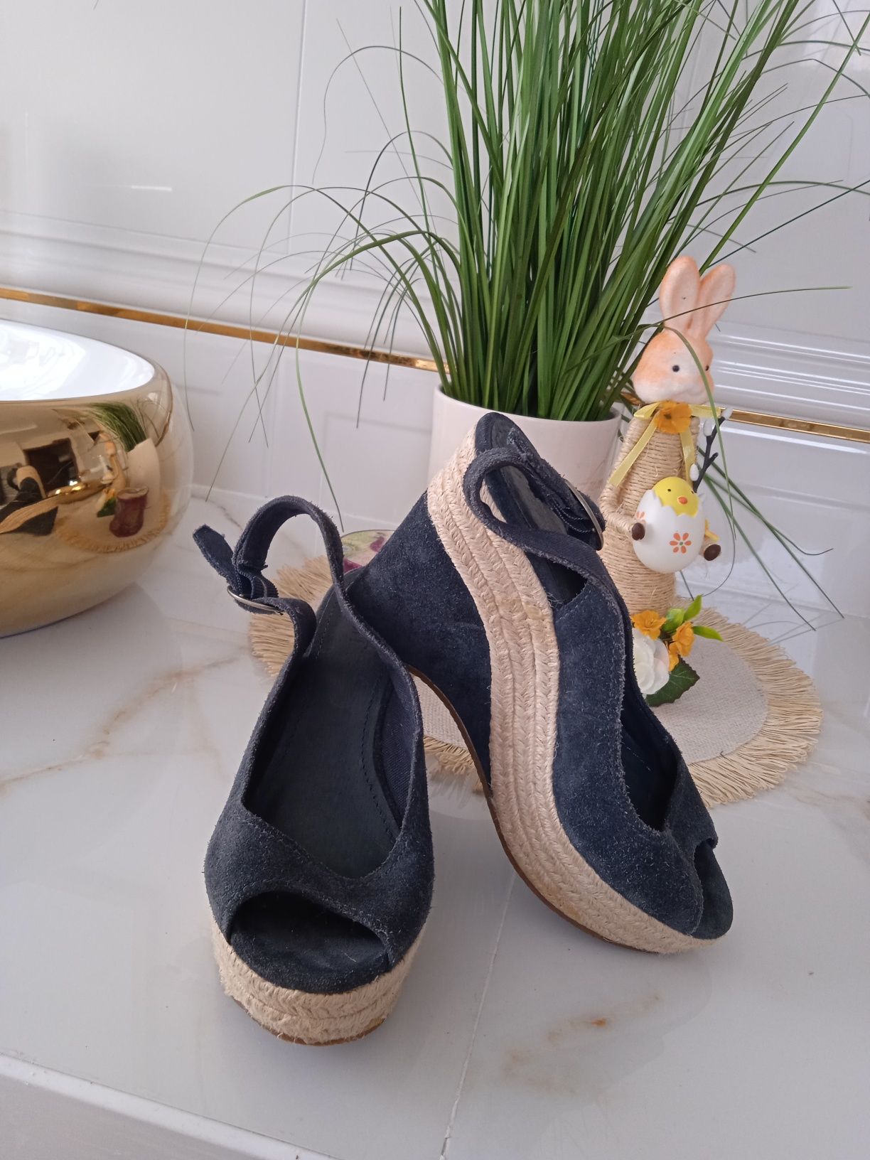 Buty sandały espadryle na koturnie Esprit 36 skórzane