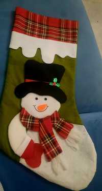 Skarpeta świąteczna z bałwankiem dla dziecka 50 cm