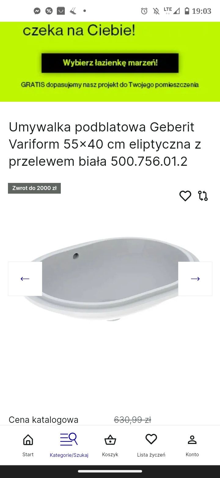 umywalka podblatowa Koło variform