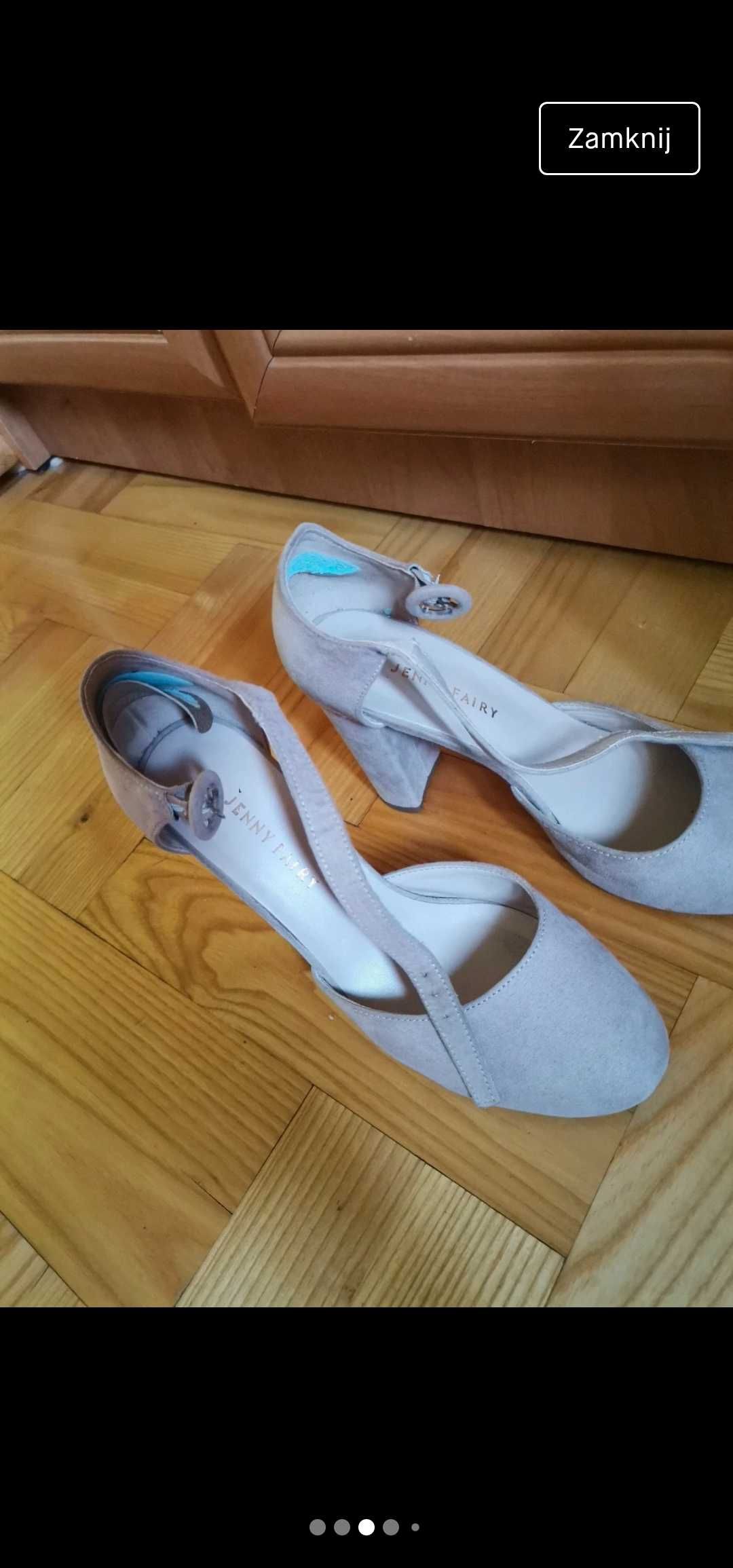 Buty na słupku pudrowy róż 39 buty na obcasie czółenka