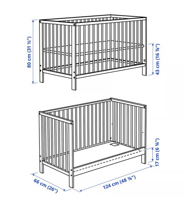 IKEA Łóżeczko Gulliver 120x60 z materacem Vyssa