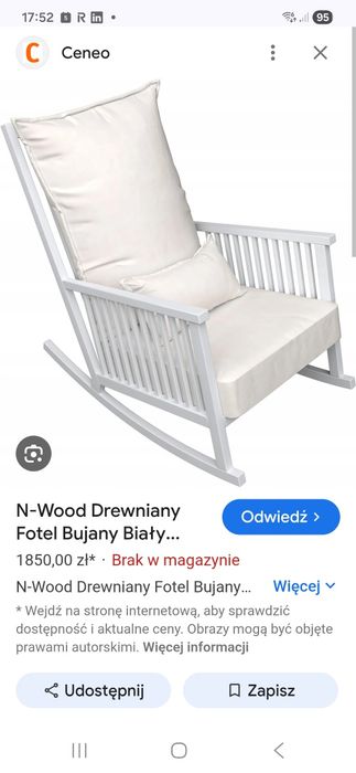 Duży fotel bujany - biała rama