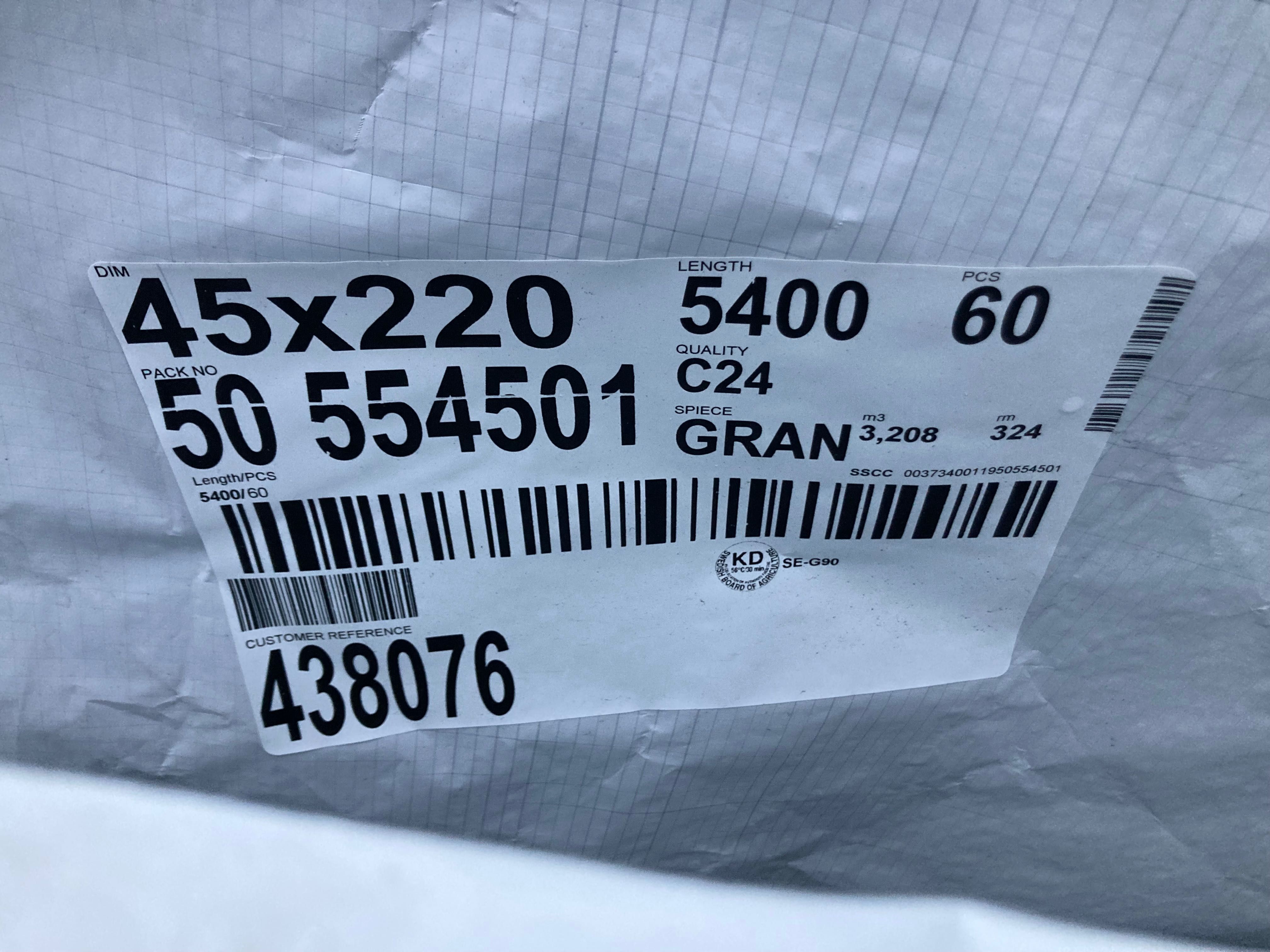 Drewno konstrukcyjne C24 , 45x220mm