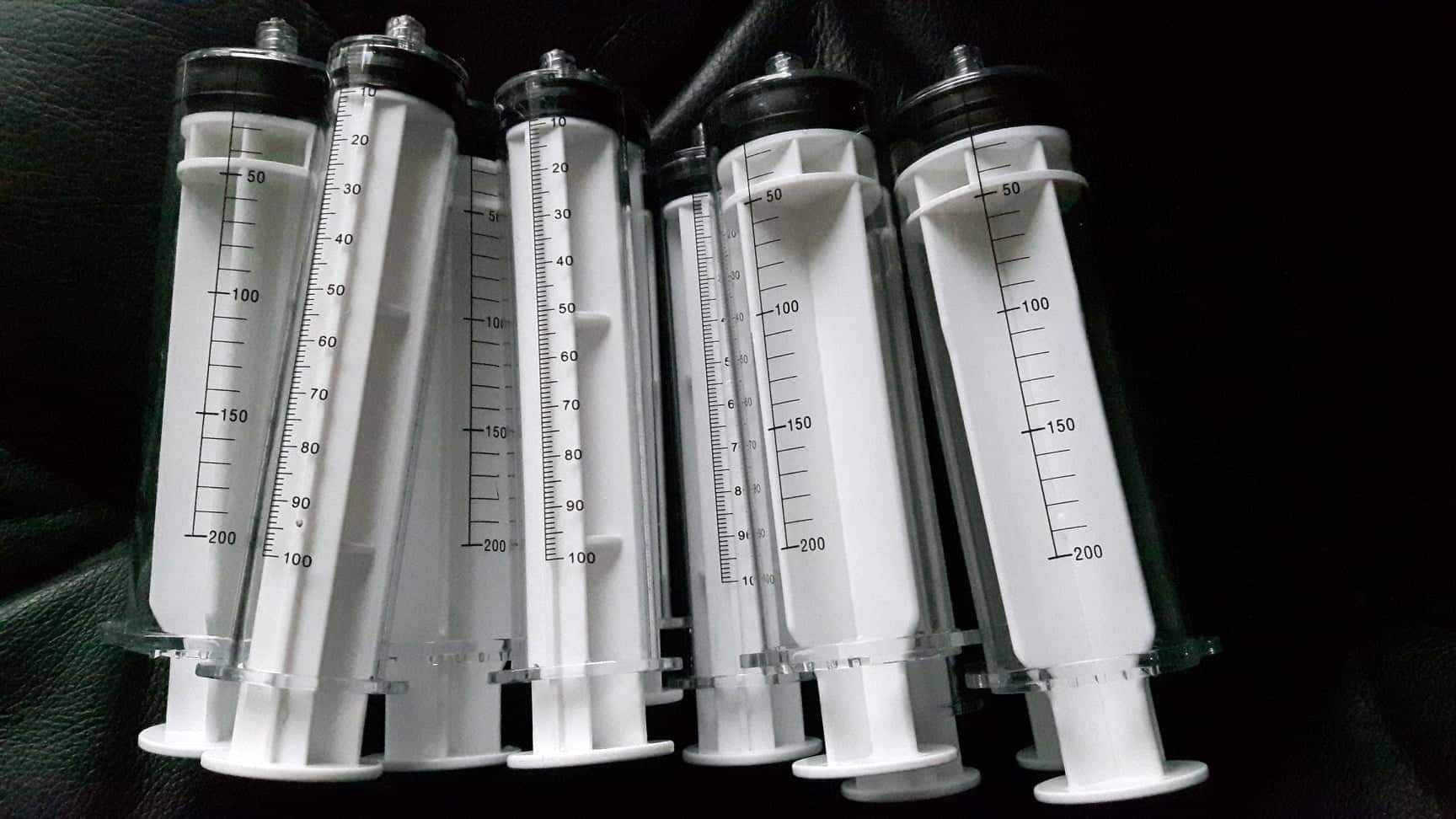 5 x 200 ml  10 x100 strzykawka strzykawki wężyk gratis