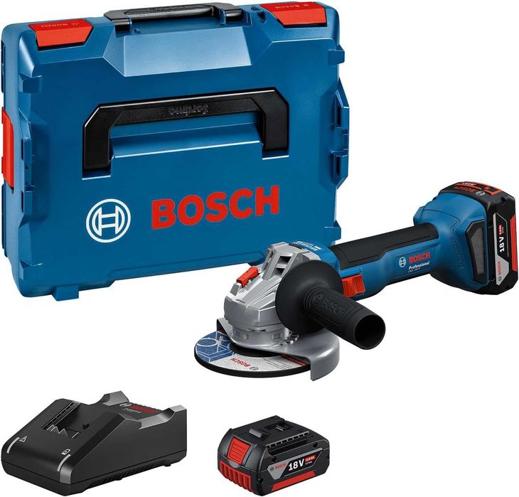 Szlifierka kątowa Bosch GWS 18V-8, bateria 2x GBA 4.0Ah, ładowarka.