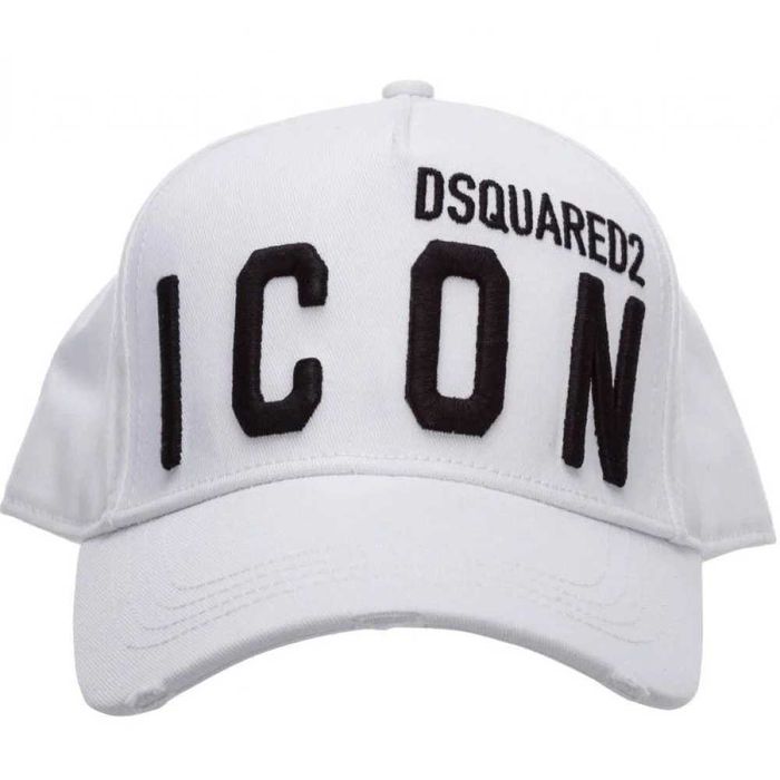 DSQUARED2 ICON włoska czapka z daszkiem WHITE