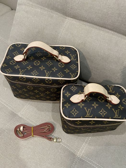 Сумка косметичка louis vuitton nice vanity коричневий комплект 2